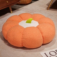 해피유통 꽃잎 모양 쿠션 짧은 털 원단 편안한 다용도 좌식 방석 거실 및 침실 인테리어, 90*30cm, 오렌지색
