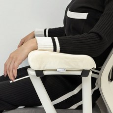 [생활방수] 커버무드 벨벳 의자 팔걸이 쿠션, 아이보리 (2P)