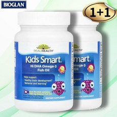 바이오글랜 키즈 오메가3 피쉬 오일 DHA EPA 과일맛 츄어블 30정 2병