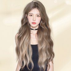 G-Stuff 긴머리 롱 웨이브 통가발 여신 코스프레, 1개, 브라운 골드