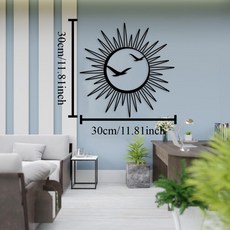 메탈 선버스트 플라잉버드 미니멀 블랙 인테리어 거실 장식 벽걸이, Variant, 12in