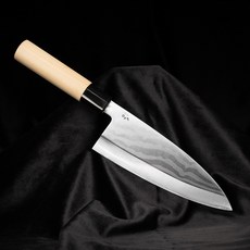 葉添 34層9鉻鋼出刃/雞肉刀 單刃18cm 大馬士革/光蠟木/台灣品牌/鋒利持久/廚刀/料理刀/刀具, 1個, 右手