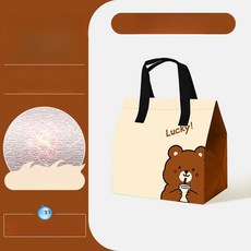 일회용 보온백 50개 테이크아웃 도시락 보온가방 홑컵형, 4겹 알루미늄 호일 두꺼운 손상 보상, 작은 곰 두꺼운소형