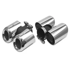 랜드로버 디펜더용 후면 배기 테일 파이프 업그레이드 라운드 스테인레스 스틸 2020 90 110 4 개의 콘센트, 02 Silver 3.0T