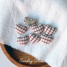 18mm 배색 체크 하트 싸개단추 장식용 리본공예 부자재 수선 예쁜단추, 1개, 03. 아이보리