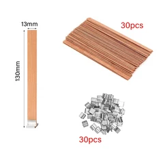 나무 캔들 심지 세트 클립 베이스 무연 DIY 파라핀 항아리 양초 만들기 용품 30 50 개 30pcs 13x130mm, 30개