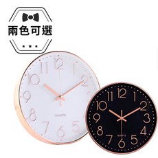 靜音掛鐘 質感時鐘 北歐風 大鐘面, 玫瑰金-黑面