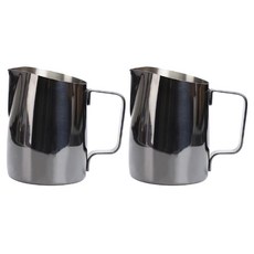 MOJAE 스테인리스 스틸 오블리크 커피 라테 아트 컵 밀크저그 420ml, 2개, Black