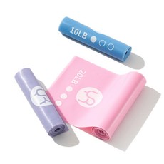 유렌 고탄력 요가밴드 3종세트 스트레칭 운동기구 라텍스 밴드, 1세트, 핑크블루