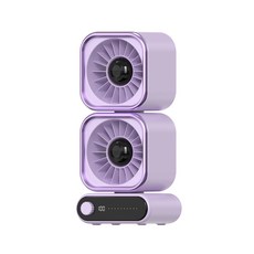 HX-F399桌面小風扇搖頭大風力USB充電靜音桌面辦公室宿舍小型電風, 淺紫:147*118*322mm