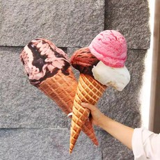 리얼 카툰 아이스크림 댄스 소품 인형 안고 자는 베개 아이스크림 봉제 인형 포근한 인형, 1개, 향기로운 고구마 콘 30cm지퍼 없음