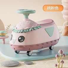 兒童扭扭車 花生造型, 桃粉色音樂燈光四輪平衡, 1個