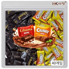 에이치케이마켓 롯데제과 초콜릿 가나 마일드 밀크+크런키 미니 2종 혼합 40개입, 200g, 1개