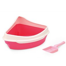 【 愛思沛 ACEPET 】角落型貓砂盆 - 防濺砂 貓砂盆 貓砂鏟 貓砂 貓廁所 貓便盆 寵物便盆 貓尿盆 貓咪清潔, 粉, 1個