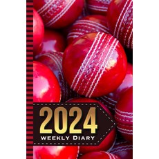 2024 주간 일기: 하드커버 6x9 날짜 개인 정리함 체크리스트가 있는 일일 스케줄러 - 할 일 목록 메모 섹션 습관 추적기 선물 정리하기 레드 크리켓 스포츠 커버