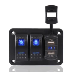 23 갱 방수 해양 스위치 패널 12V 4.2A 듀얼 USB 충전기 소켓 트럭 RV 보트에 대 한 LED 디지털 전압계, 04 2 gang