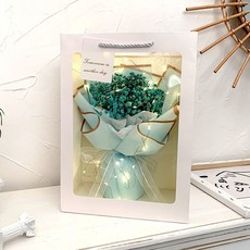 桃園出貨 【1485人收藏】仿真向日葵滿天星干花母親節520香皂花網紅送同學閨蜜拍照花束, 璀璨鎏金邊款永生真花藍色滿天星