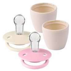 빕스 디럭스 실리콘 쪽쪽이+실리콘캡 2p 세트, Free Size(0~3세), 베이비핑크&아이보리, 1개