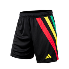 아디다스 주니어 다크블랙 멀티컬러 사선라인 축구 유니폼 반바지 쇼트