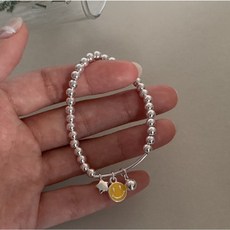 Atrue 獨家自製彩色笑臉手鍊 4mm銀珠 兒童手鍊 925 純銀手鍊