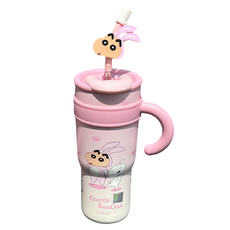 StarR 대용량 크레용 신짱 보온 텀블러, 1개, 1200ml, 핑크래빗