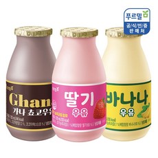 푸르밀 우유3종(8+8+8) 세트(초코우유 바나나우유 딸기우유), 24개, 225ml
