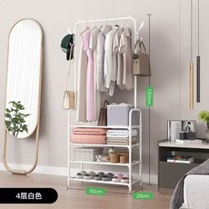 4단 선반 행거 인테리어 (화이트) (160cm), B. 신발과 모자 스탠드 4 층 60cm 흰색