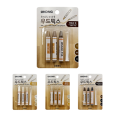 접착제 오공 목재흠집보수용 우드픽스 어두운색 4.5g 3개입, 1개, 어두운색(7호,8호,9호)3종, 상세페이지 참조