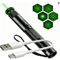 RAILLIN USB 충전식 강력 장거리 포인터 손전등, 그린, 3개