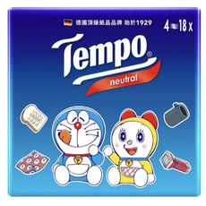Tempo 4 層紙手帕 哆啦A夢限量版 無香 7抽*18包, 1個, 哆啦A夢限量4層紙手帕_7抽*18包
