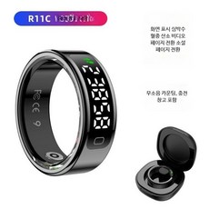 스마트링 콜미 ver9 디스플레이 스마트반지 블루투스 어플 연동 헬스 모니터링, 1개, R11C 골드 충전케이스 11호