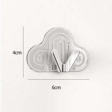 비주얼 거실 벽걸이 수납 행거 빙하무늬 녹각 멀티 플러그 행거 노라인 도어 후크, 투명-구름, 하나