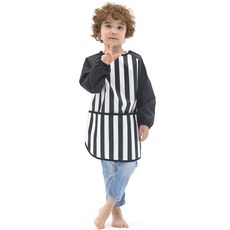 Plie 圖案長袖圍裙, 黑色豎線