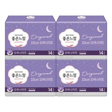 [무료배송]좋은느낌 33CM 울트라 오버나이트 14P X 4팩 생리대, 4개, 14개입