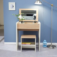 (E)데코라인 라떼 1인용 화장대세트 스툴포함, 아이보리