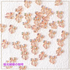 DFMEI 美甲飾品極光蝴蝶結新款立體幻彩領結指甲配飾樹脂飄帶蝴蝶鑽, 1組, 極光蝴蝶結#咖啡:如圖