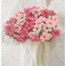 모미얀 벚꽃 꽃다발 블랭킷 벚꽃 꽃다발 담요 DIY 키트, 핑크4색 80cm(몸통 아이보리), 1개