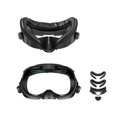 AMVR 三合一皮革面罩 相容於 Quest 3 - VR 遊戲配件，舒適體驗, 黑, 1, X004LHHTGR