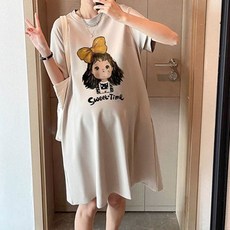 임부복 반팔 원피스 미디기장 편한 여름 등원패션 2색 puu+5991tJ