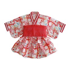 Augelute Baby童衣 兒童日式和服浴衣套裝 女童印花洋裝 花朵蕾絲領雙裙襬 拍照節慶日常皆宜