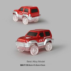 LIULU小車彩窗磁力片軌道小車配件電動警車消防車兒童玩具禮物, 1個, 紅色越野車 帶燈光 重量03kg  1套