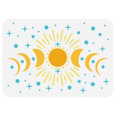 PET 코스믹 나이트 페인팅 스텐실 천체 테마 벽화 패턴 우주 신비 장식 DIY, 문 296, 1개