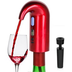 미니 전기 자동 와인 에어레이터 및 파우치 - 애호가를 위한 휴대용 원터치 디스펜서 USB 충전식 멀티 스마트 레드 화이트, Red, 1개