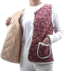 AONE FASHION 花朵口袋絎縫防寒醃泡菜背心