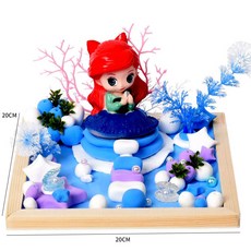 臺灣熱銷 新款微景觀 兒童手工diy材料包製作滴膠沙盤小夜燈場景男女孩玩具, 深海人魚(不帶滴膠), 1個