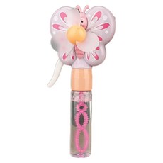 蝴蝶造型手壓風扇泡泡棒, 粉紅色, 1
