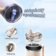 스탠리호환 다회용 실리콘 컵뚜껑 40온스 누출방지 이동식 투명 디자인 머그컵용 밀봉 덮개, 1개, 굿 펜