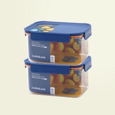 락앤락 비스프리 모듈러 플러스 직사각 밀폐용기 네이비 1.5L + 세척솔, 단품, 2개