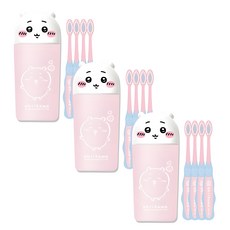 먼작귀 어린이 캐릭터 칫솔 컵양치 세트 부드러운모 치이카와, 3세트, 4개입