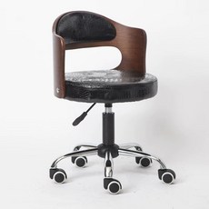 파우더룸 인테리어 스툴 화장대 회전의자 북유럽 홍목 소형 가죽 블랙, L. 로즈우드 블랙 악어 가죽, A. 강철 다리, L. 로즈우드 블랙 악어 가죽